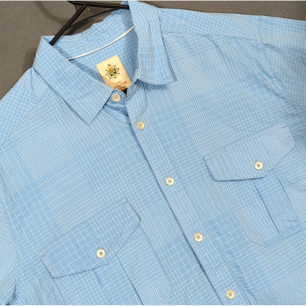The Territory Ahead Shirt Men's XLT Tall Blue Cotton Short Sleeve Button Up